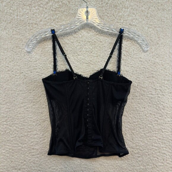 Corset Bustier Top 34B XS S Small Black Sheer Mesh Boning Italy - Picture 2 of 8